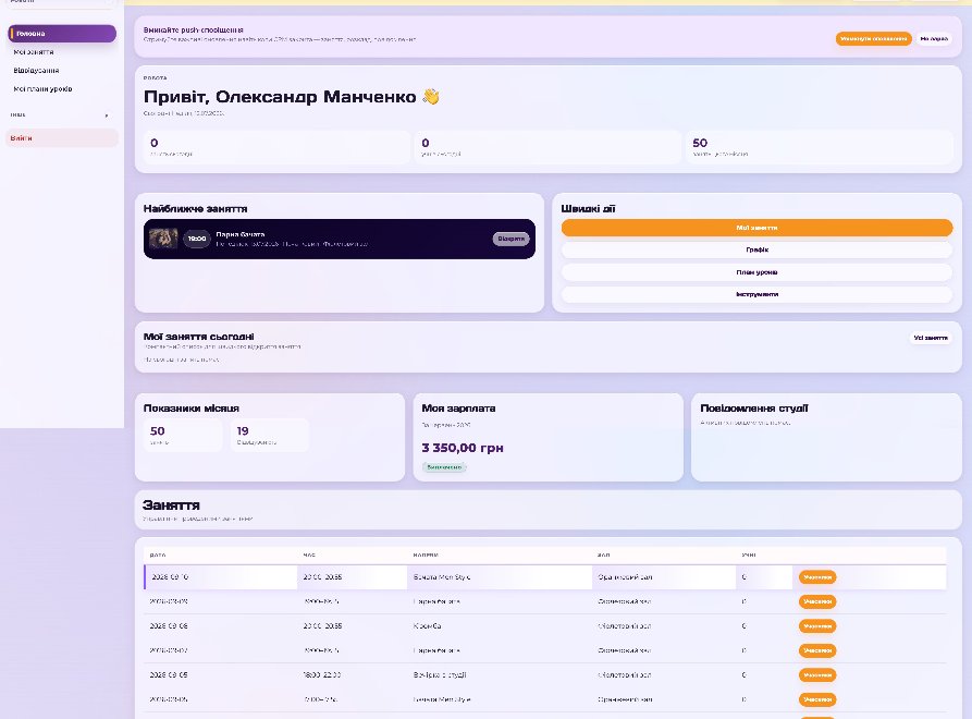 Кабінет учня iDance CRM у телефоні